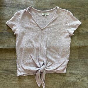 Madewell Womens texture & thread v-neck modern tie top Purple XS